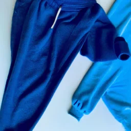 A blue hoodie with blue collage pants