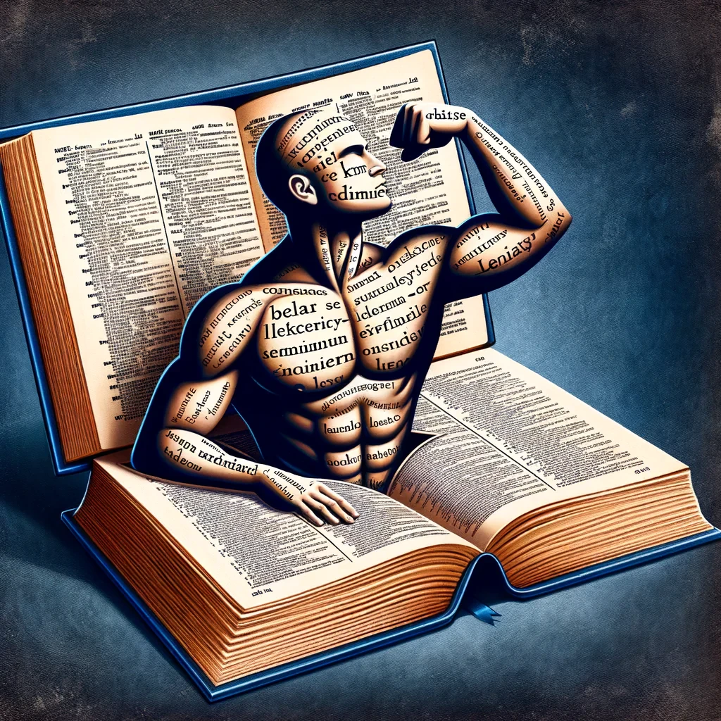 Genere moi un image avec un homme de dictionnaire nue