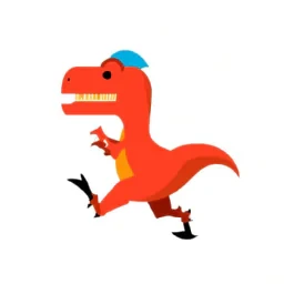 Dinosaur run and jump. Dinosaur has wings