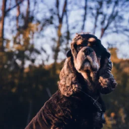 Un cocker américain noir et feu
