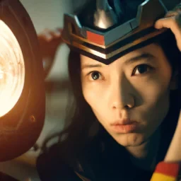 a girl with a healmet lire Wonder woman