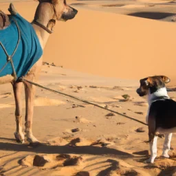 Un chien mélanger à un chameau
