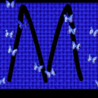 Un fond d'écran de papillons bleu foncé, avec un M au milieu stpp