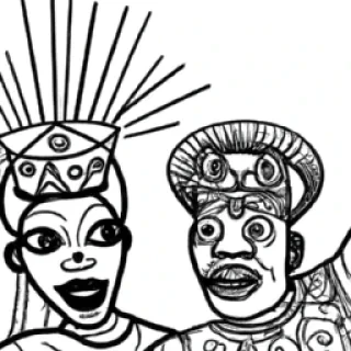 Un masque yoruba du Nigéria se marie avec une princesse du Togo