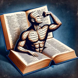 Genere moi un image avec un homme de dictionnaire nue